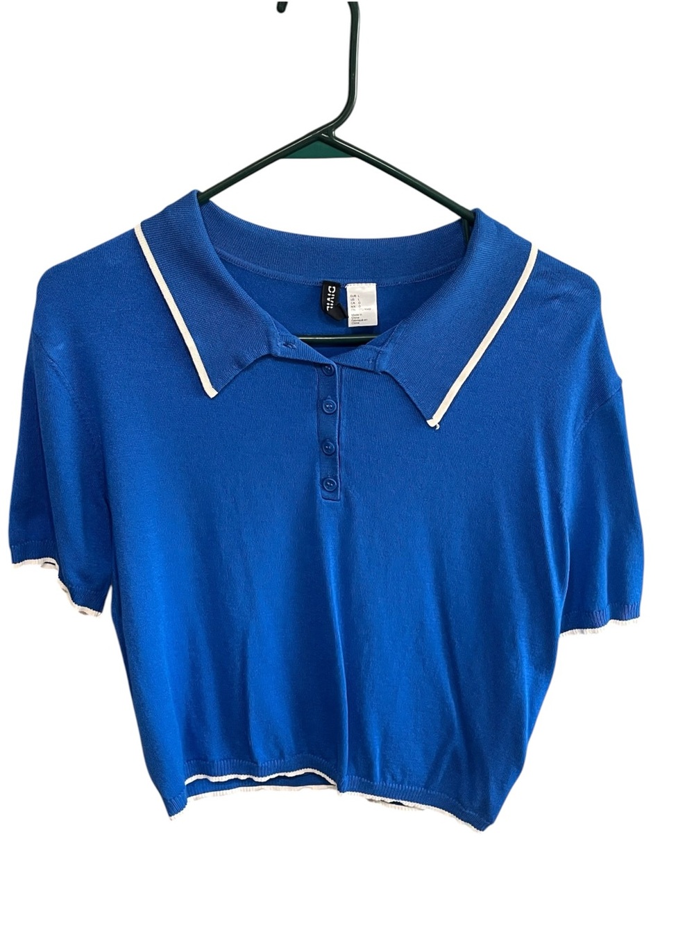 H&M Divided Blue Short Sleeve Polo Top - Large